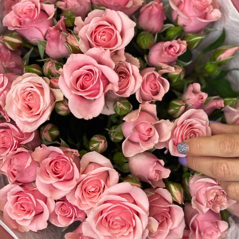 Букет из 9 розовых кустовых роз – нежность в каждом лепестке Заволжье Нижегородская область